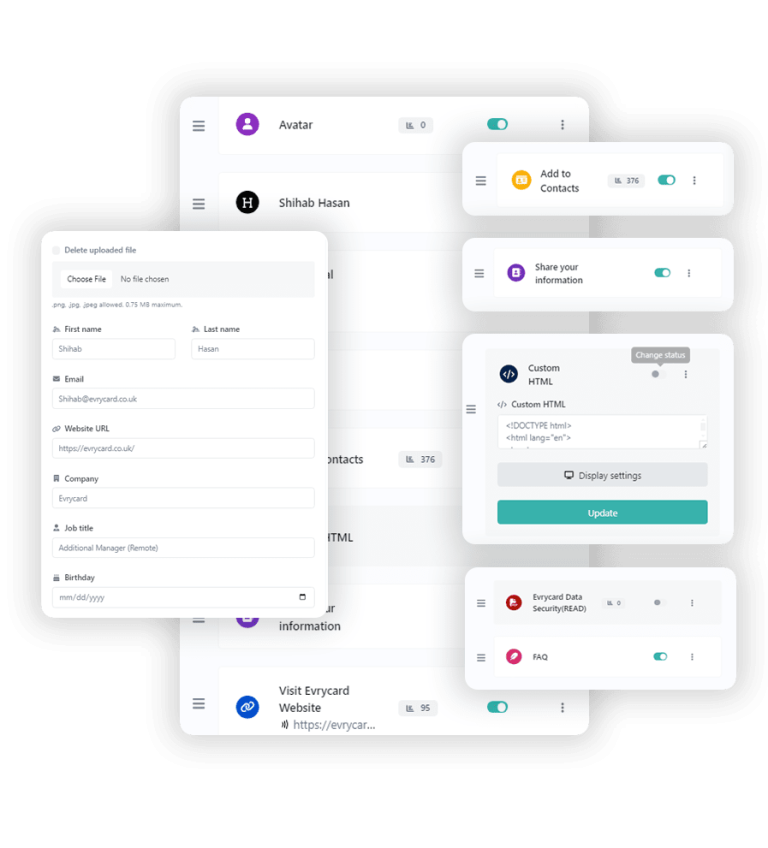 smart business cards profile setup