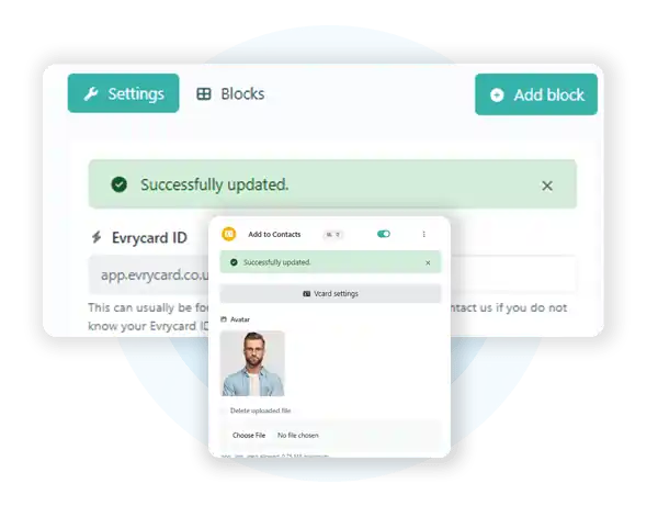 Instant updates on your digital business card