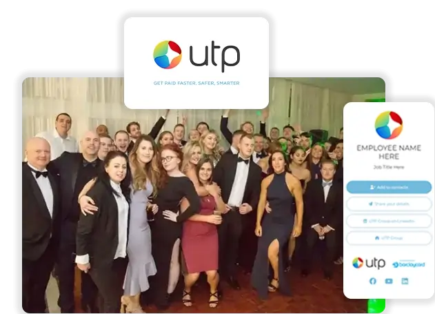 UTP Group team image alongside a branded Evrycard